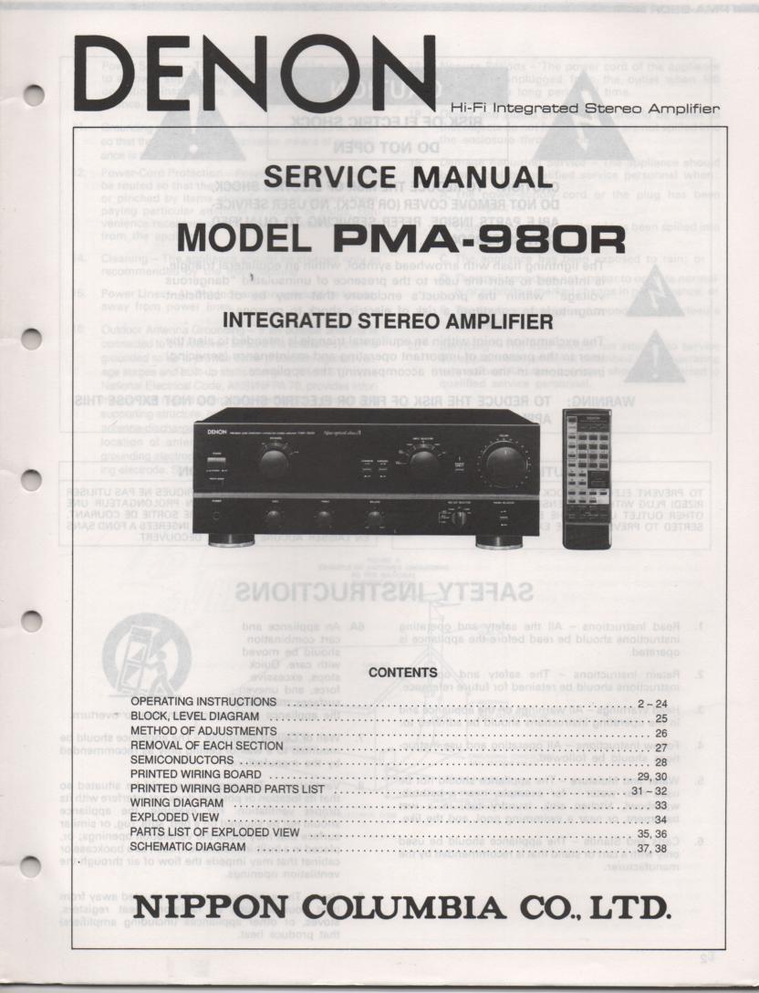 PMA-980R Amplifier Service Manual