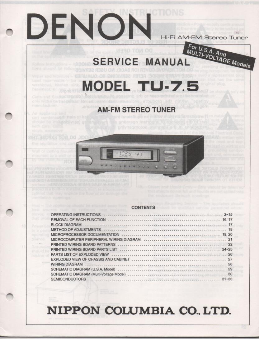 TU 7.5 Tuner Service Manual  DENON