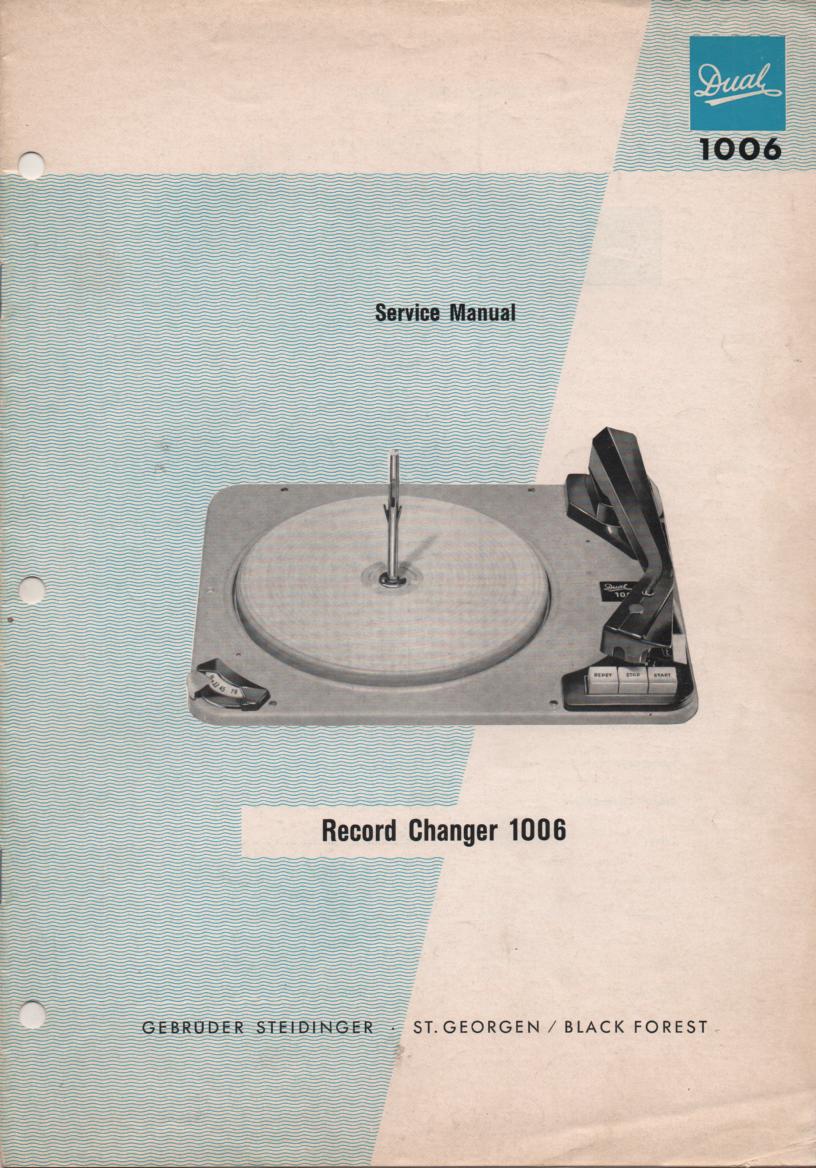 1006 Record Changer Turntable Service Manual