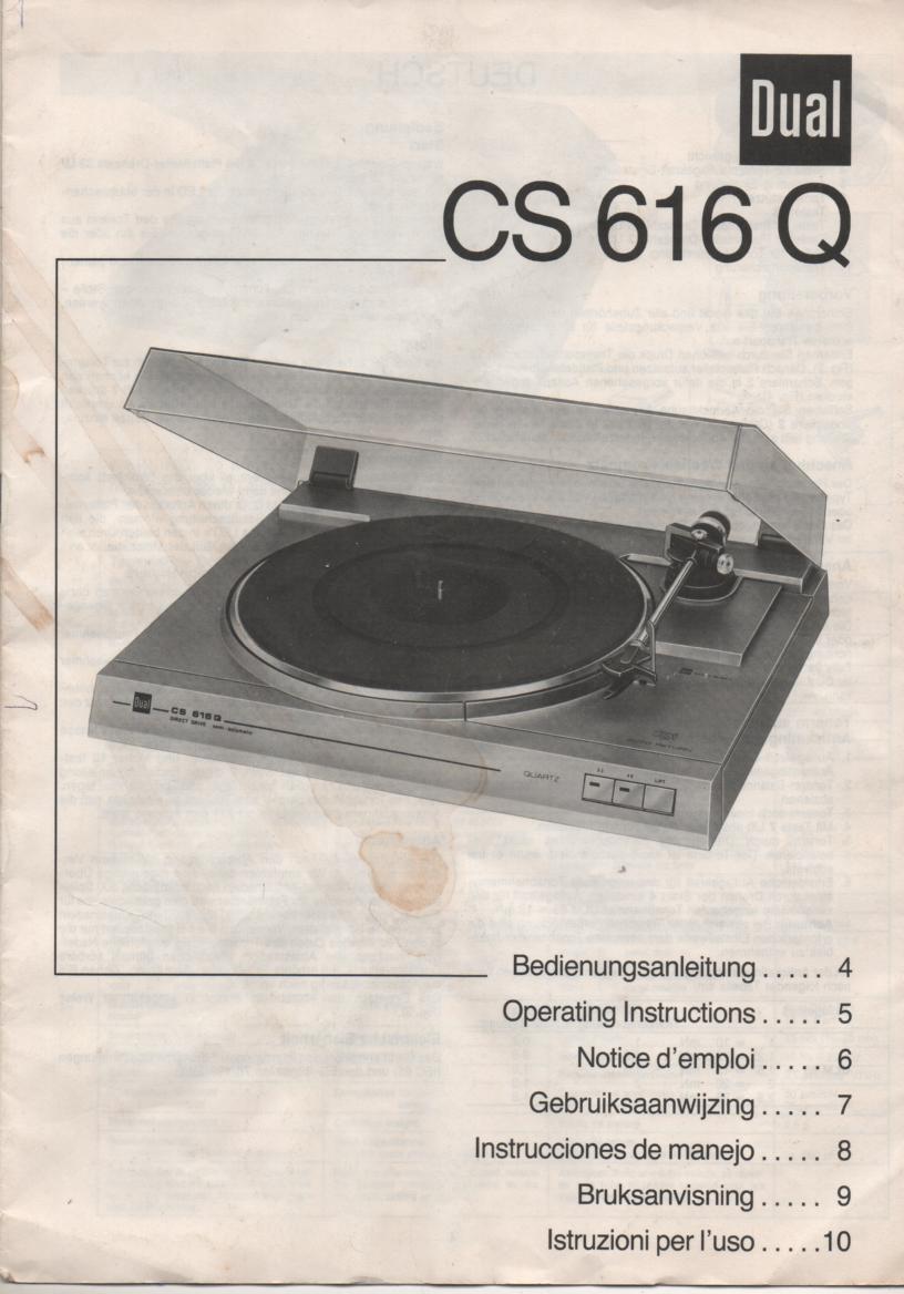 CS-616Q Turntable Owners Manual