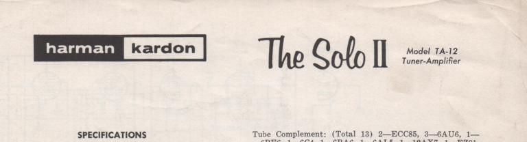 TA-12 Tuner Amplifier Service Manual