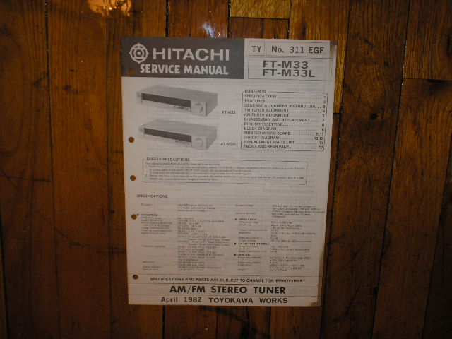 FT-M33 FT-M33L AM FM Tuner Service Manual  Hitachi