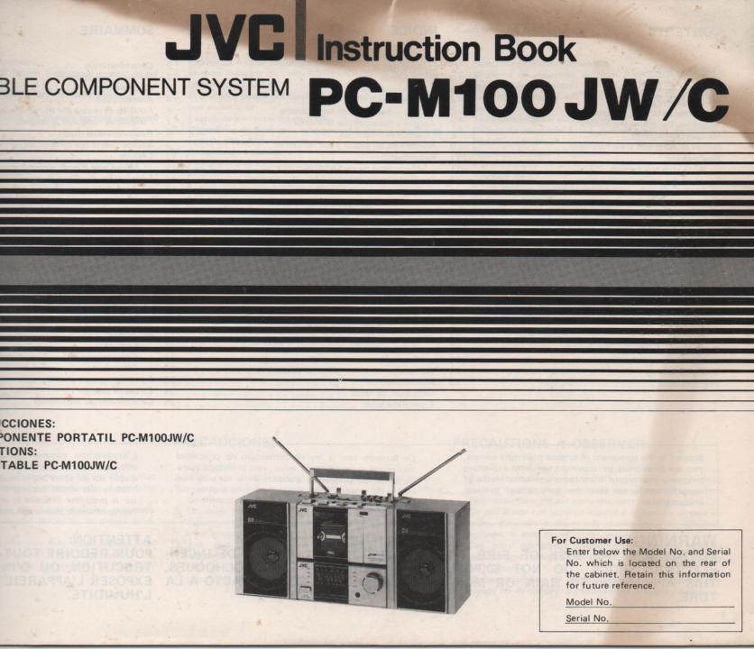 PC-M100 Stereo Radio Owners Instruction Manual