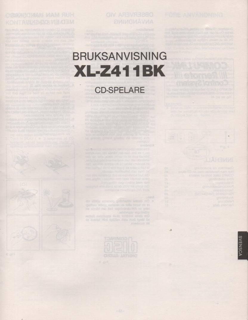 XL-Z411BK CD Player Owners Manual
Svensca