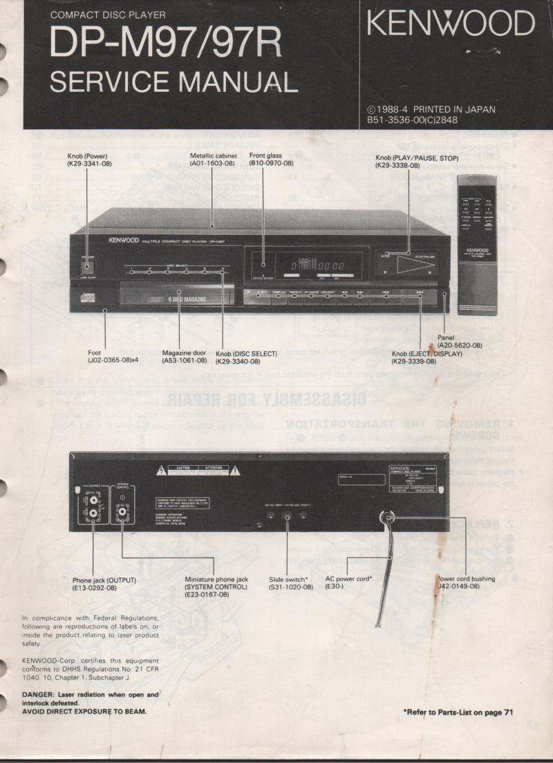 DP-M97 DP-M97R CD Player Service Manual