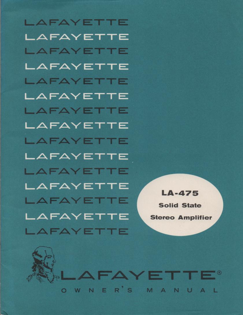 LA-475 Stereo Amplifier Owners Service Manual with foldout schematic and parts diagram  