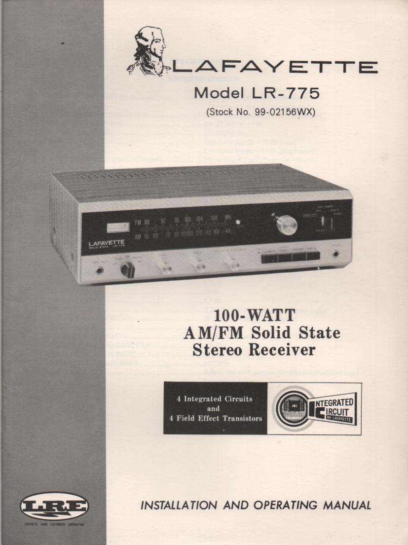 LR-775 Receiver Ownrrs Service Manual.  Owners manual with schematic...