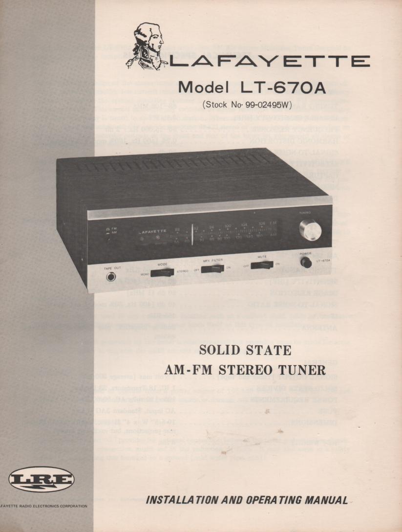 LT-670A Tuner Manual  LAFAYETTE