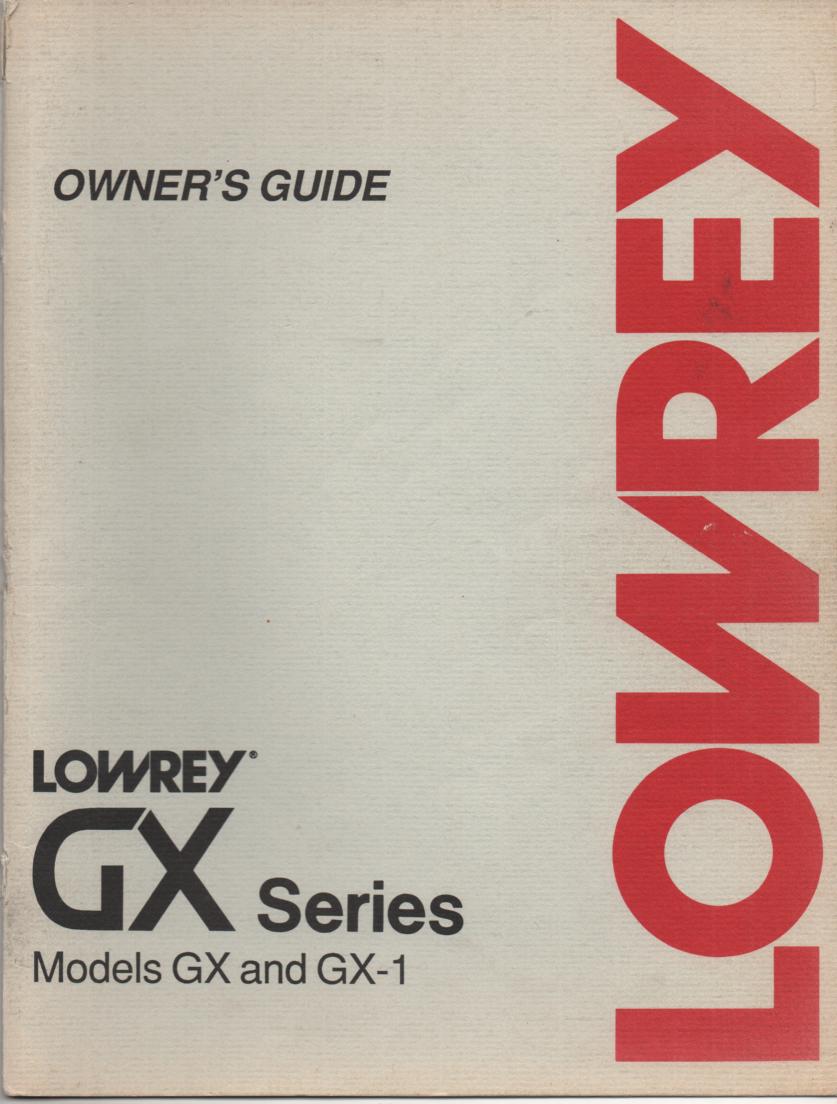 GX G-400 GX-1 G-500 Organ Owners Operating Instruction Manual