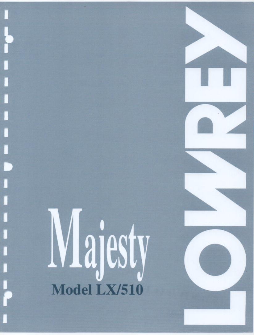 LX510 Majesty Organ Owners Operating Instruction Manual