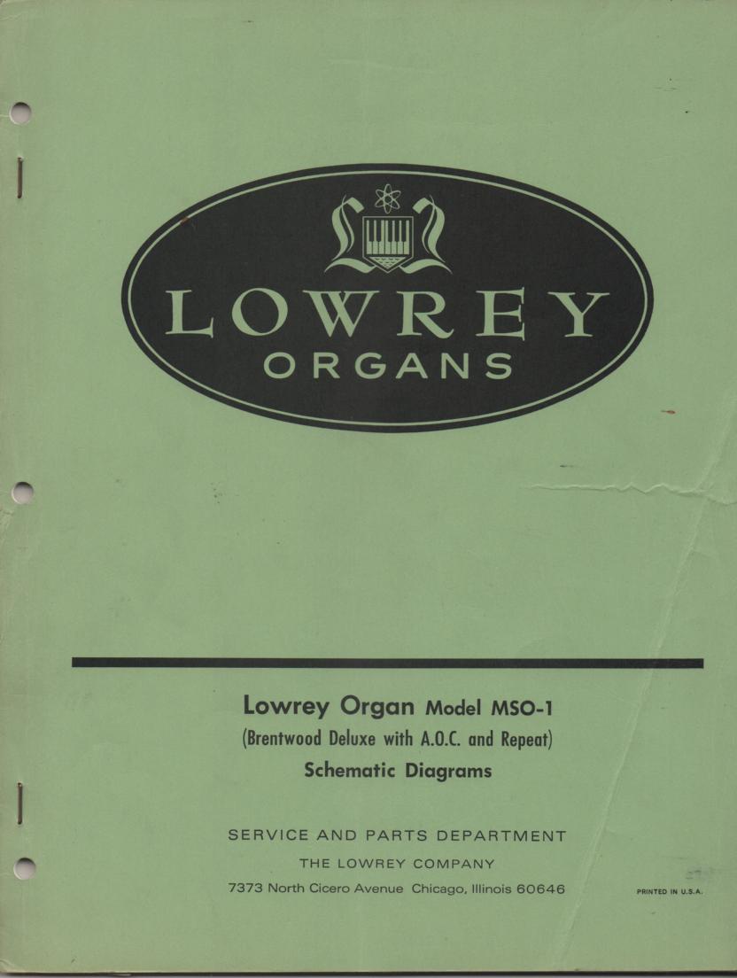 MSO-1 Brentwood Deluxe Organ Service Manual