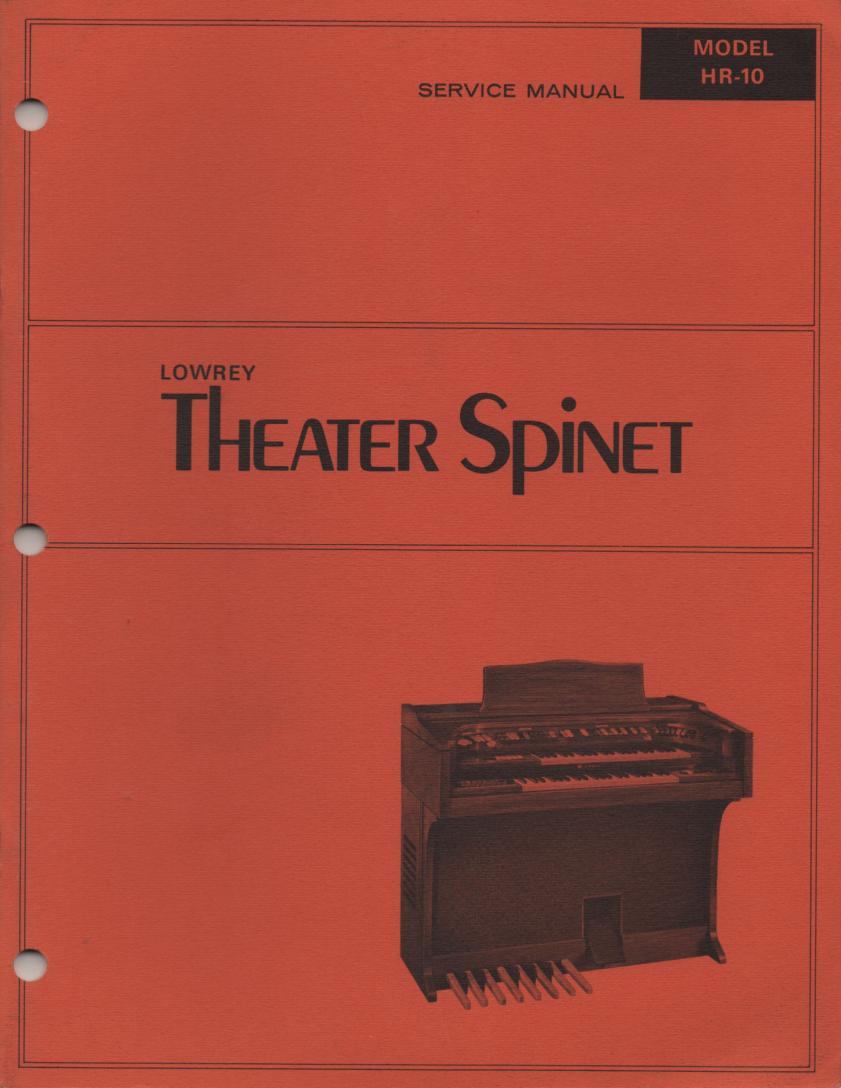 HR10 HR-10 Theater Spinet Organ Schematic Service Manual