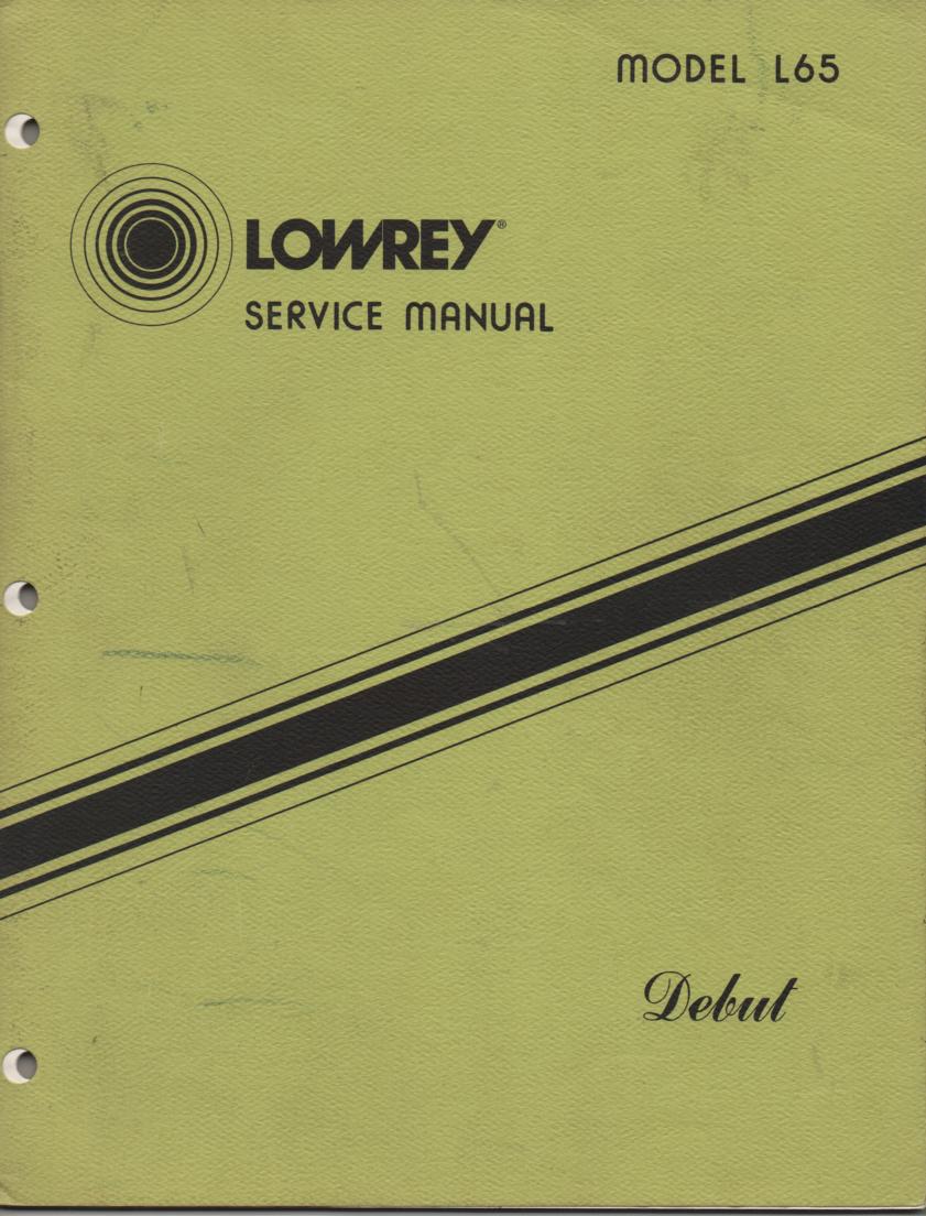 L65 Debut Organ Service Manual
