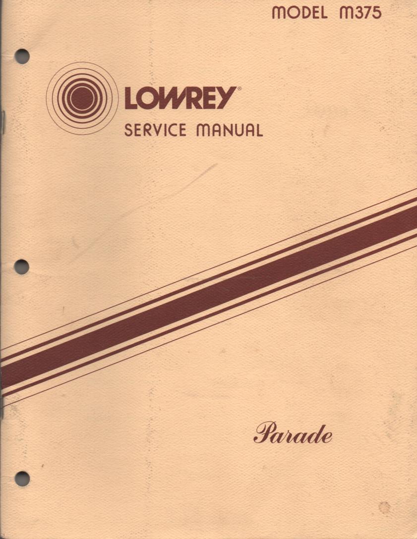 M375 Parade Organ Service Manual