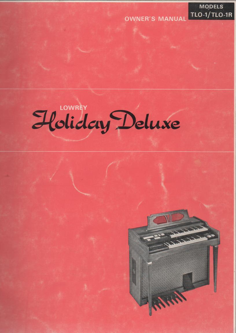 Holiday Deluxe Organ Owners Operating Instruction Manual