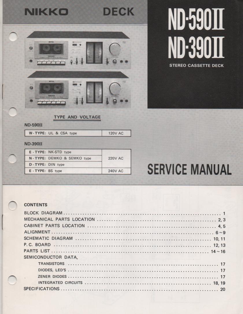 ND-590 ND-390 Cassette Deck Service Manual
