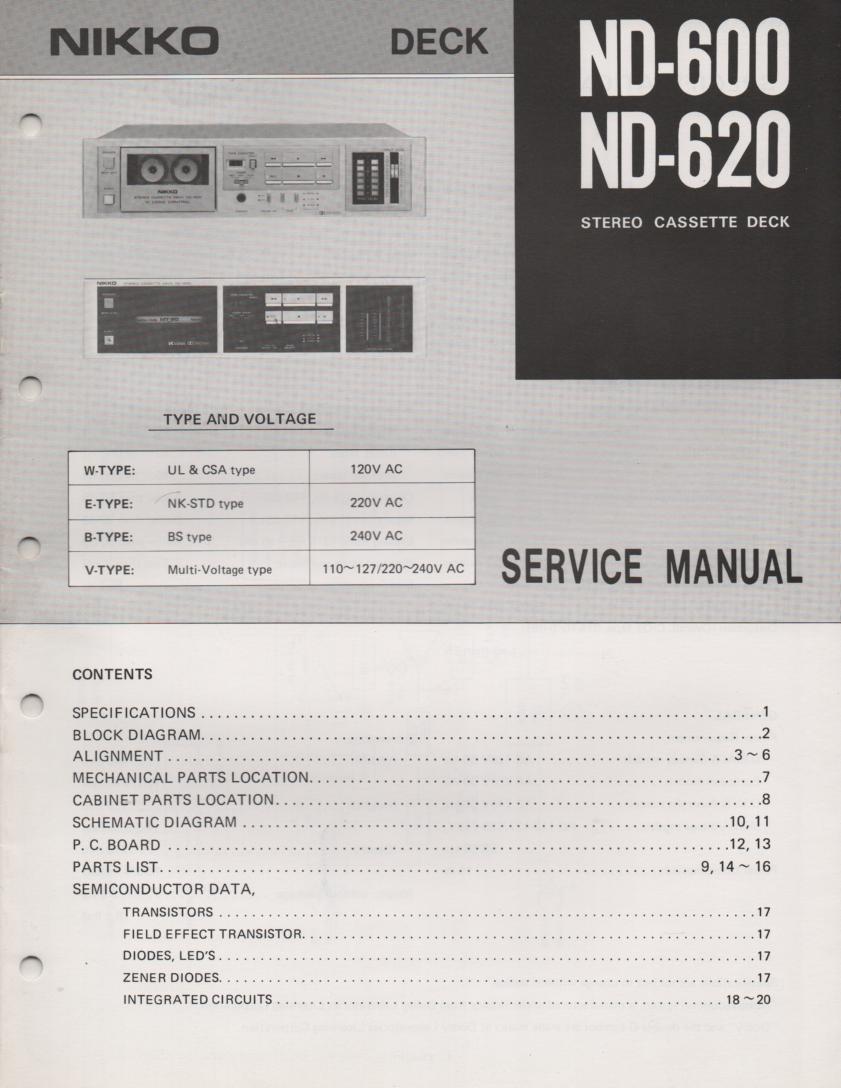ND-600 ND-620 Cassette Deck Service Manual