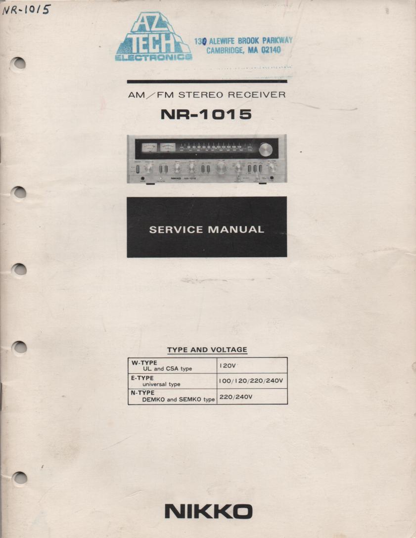NR-1015 Receiver Service Manual