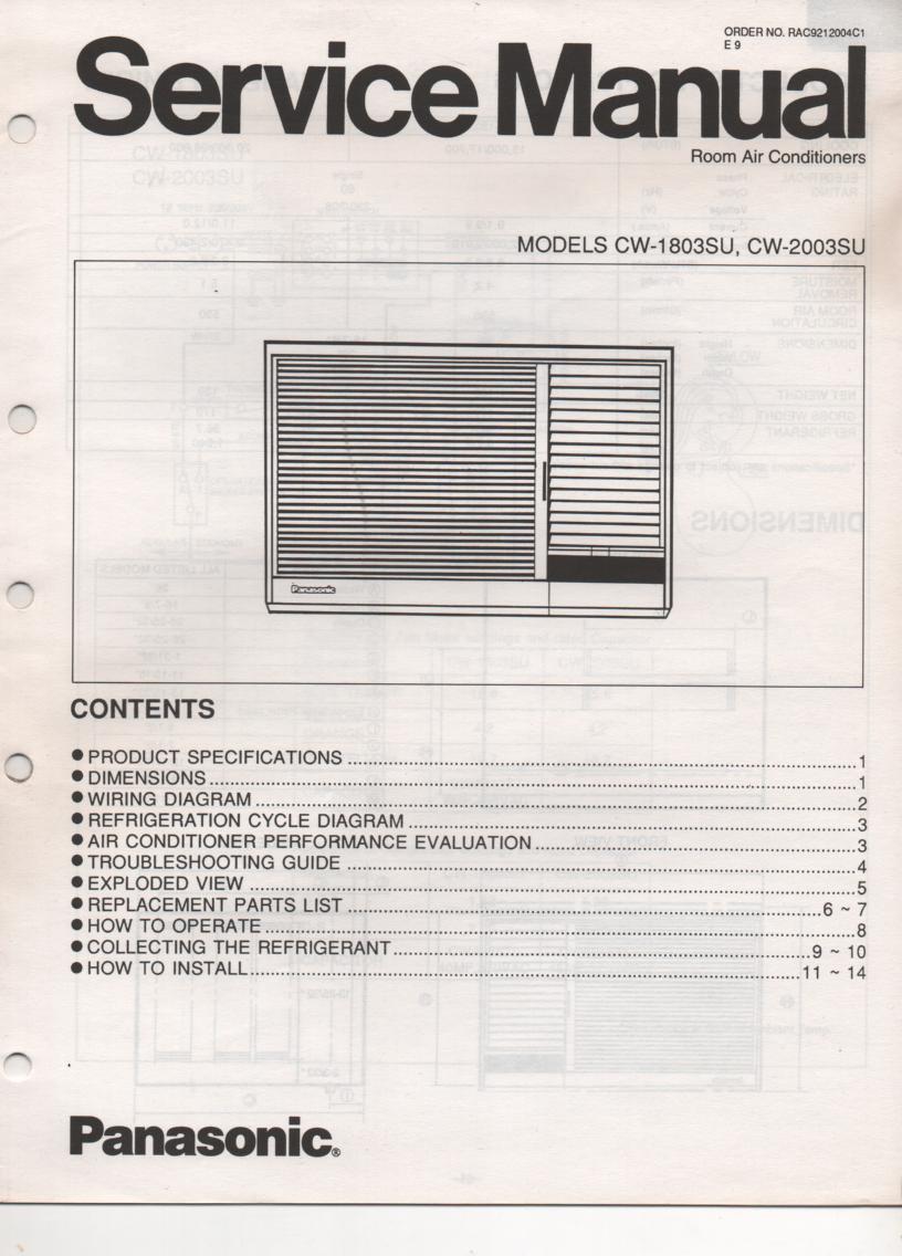 CW-1803SU CW-2003SU Air Conditioner Service Manual