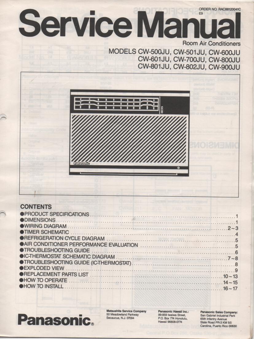 CW-501JU CW-500JU Air Conditioner Service Manual