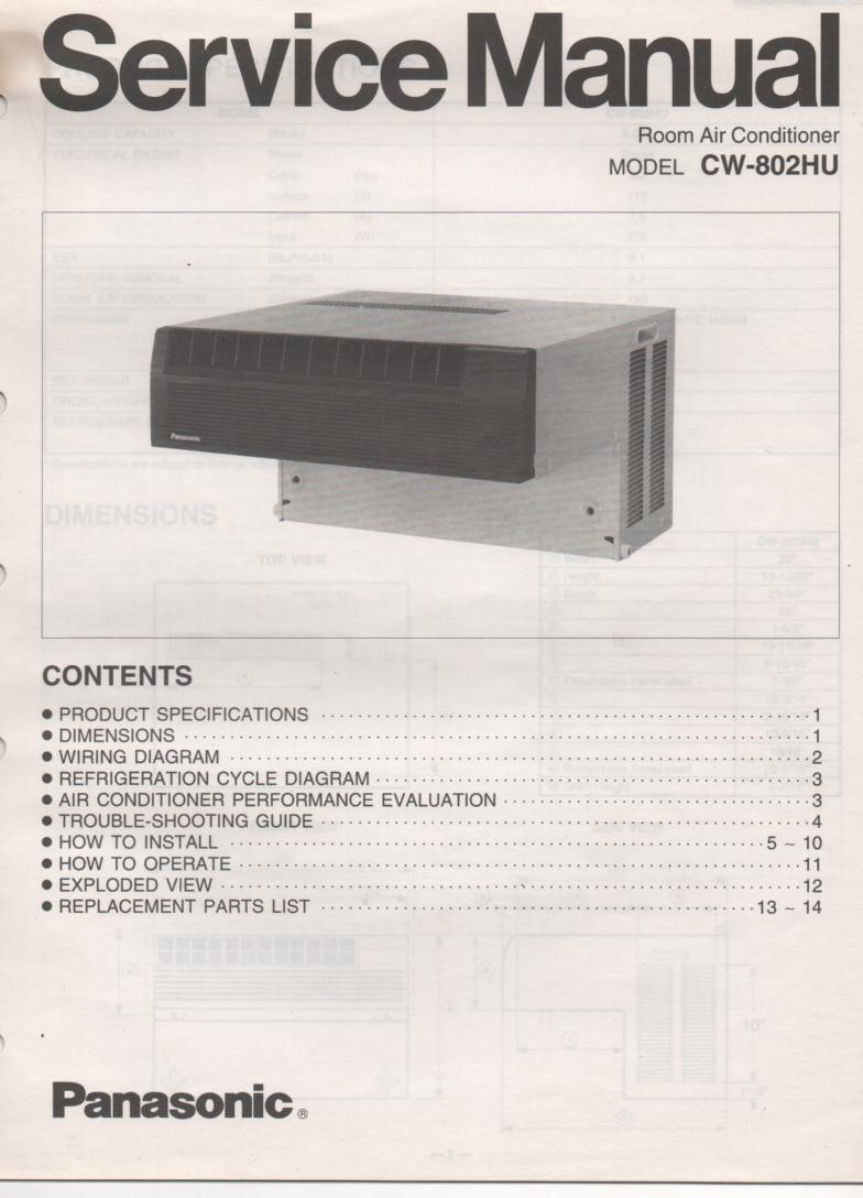CW-802HU Air Conditioner Service Manual