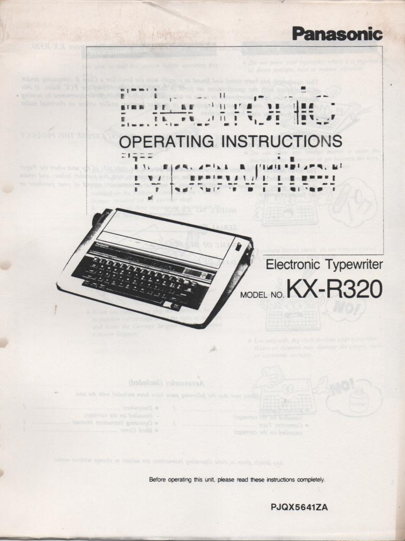 Manual De Panasonic Electronic Typewriter R340