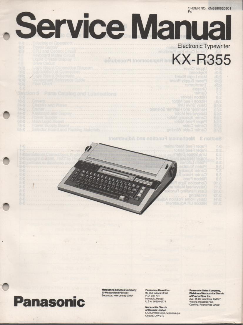 KXR355 Typewriter Service Manual