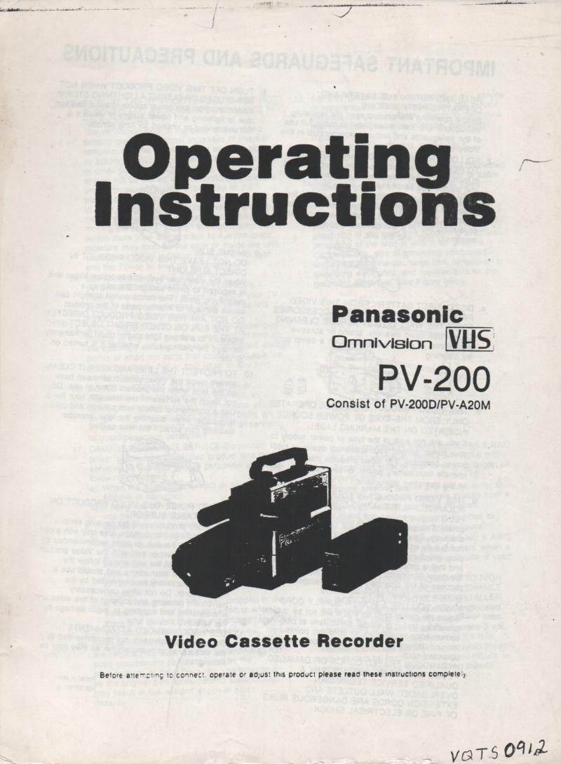 PV-200 Camcorder Owners Instruction Manual