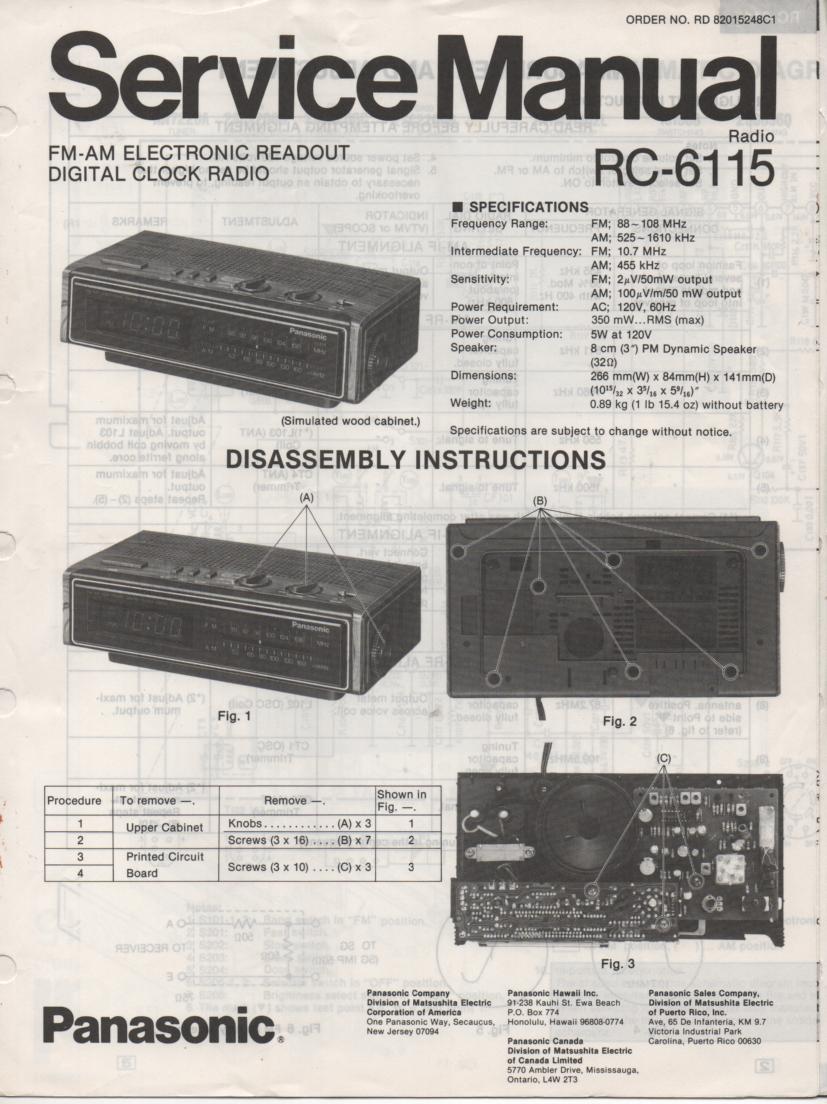 RC-6115 Digital Clock Radio Service Manual