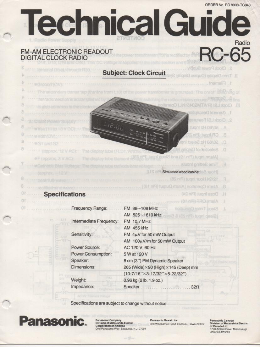 RC-65 Digital Clock Radio Service Manual