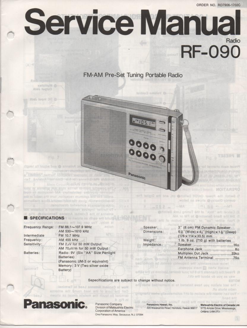 RF-090 AM FM Radio Service Manual