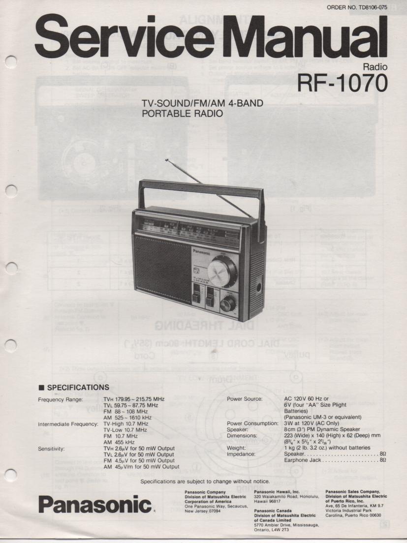 RF-1070 4 Band Radio Service Manual