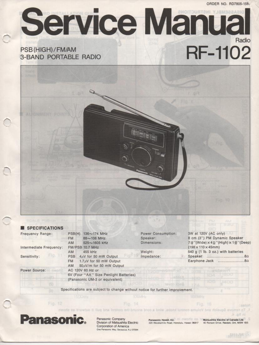 RF-1102 AM FM 3 Band Radio Service Manual