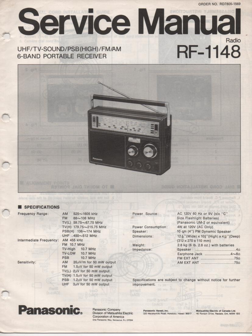 RF-1148 6 Band Radio Service Manual