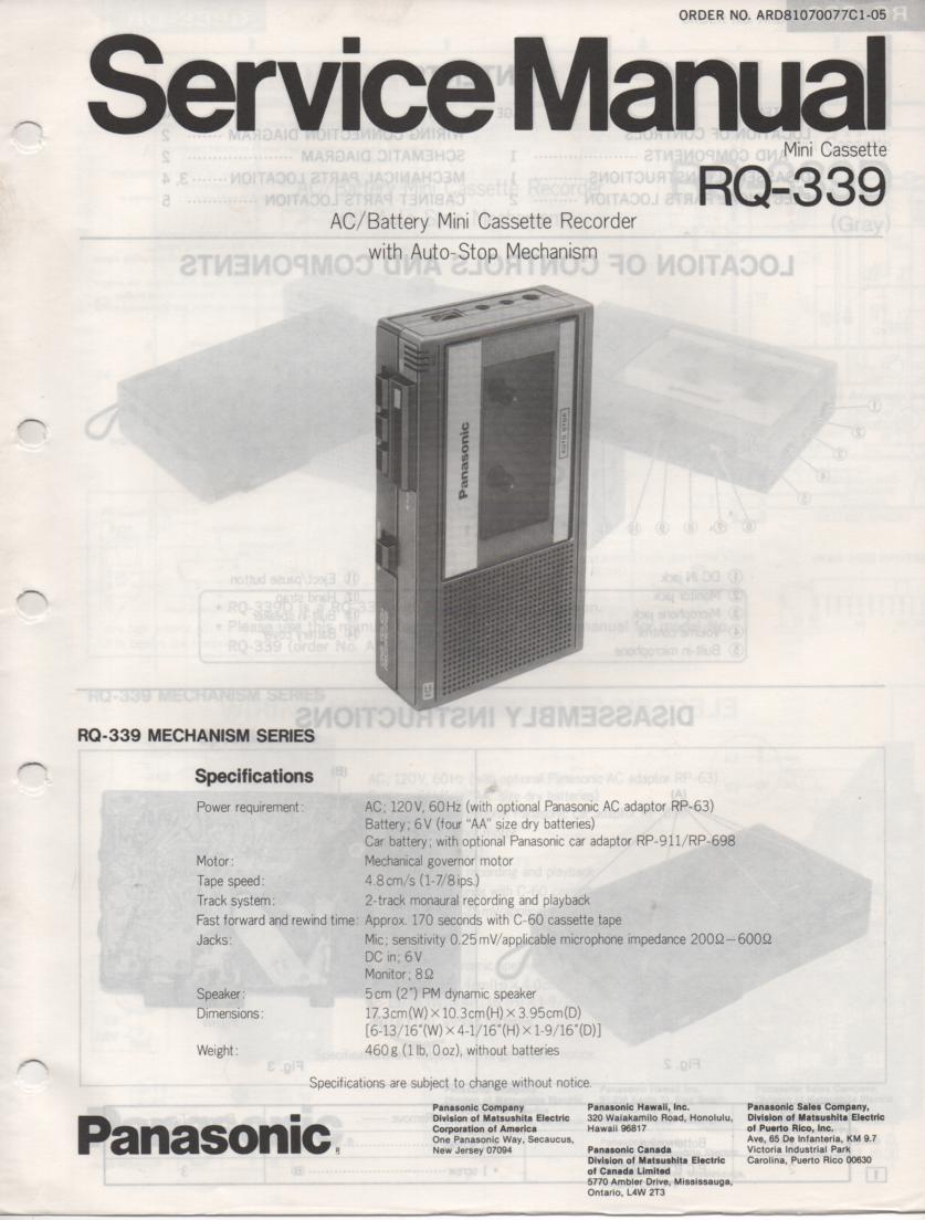 RQ-339 Mini Cassette Recorder Service Manual