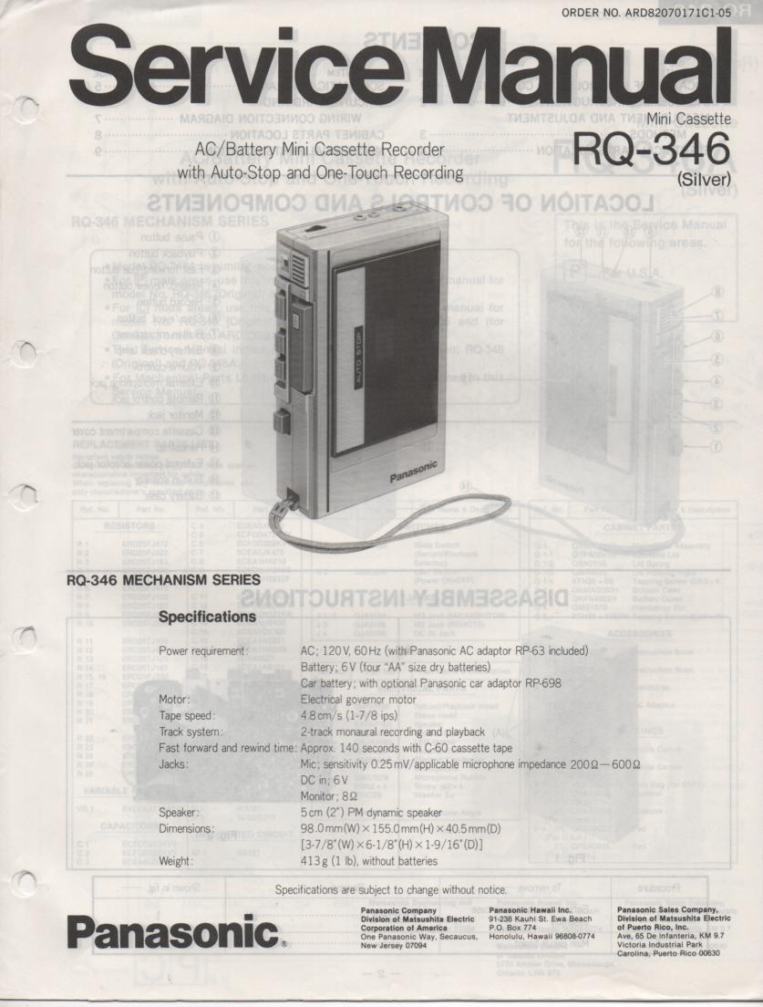 RQ-346 Mini Cassette Recorder Service Manual