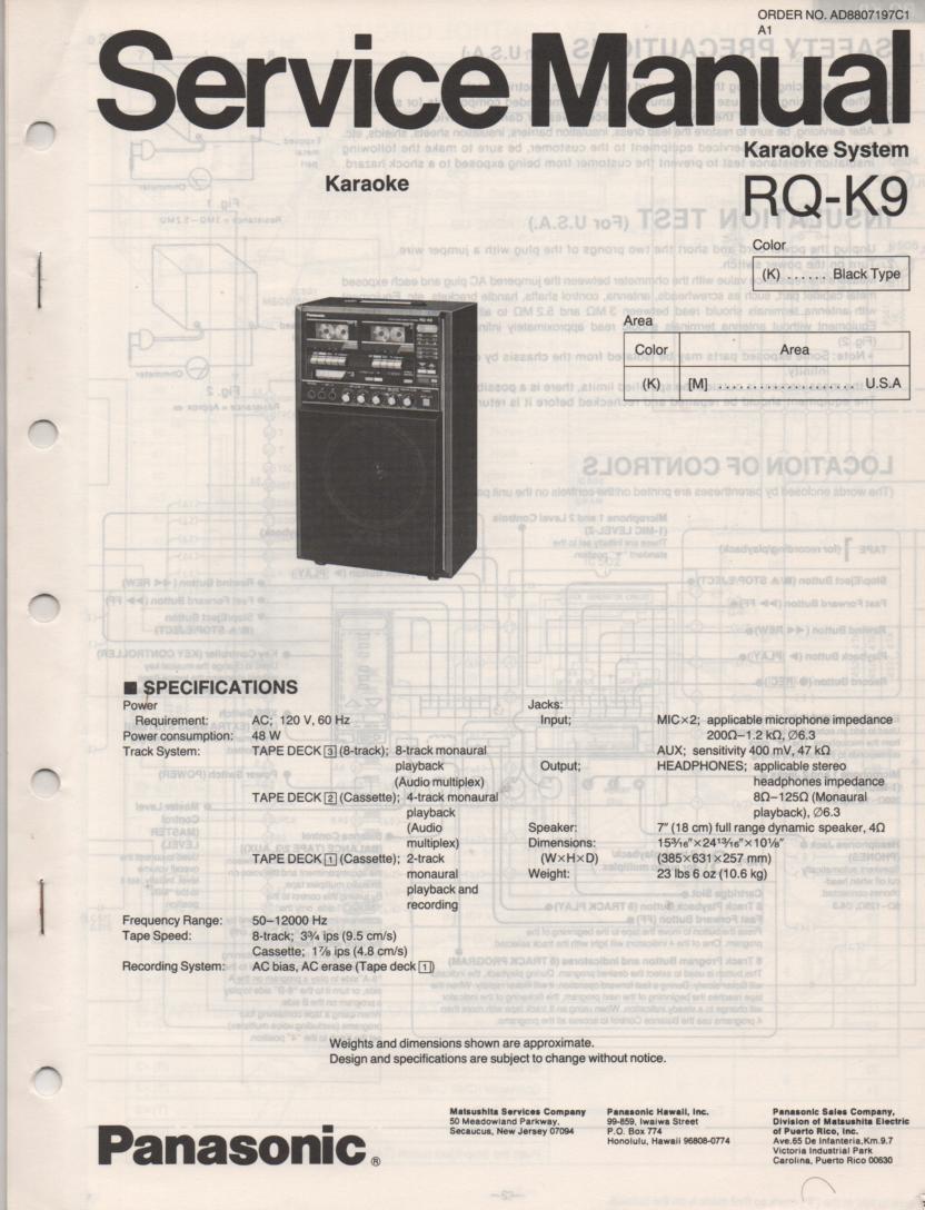 RQ-K9 Karaoke System Service Manual