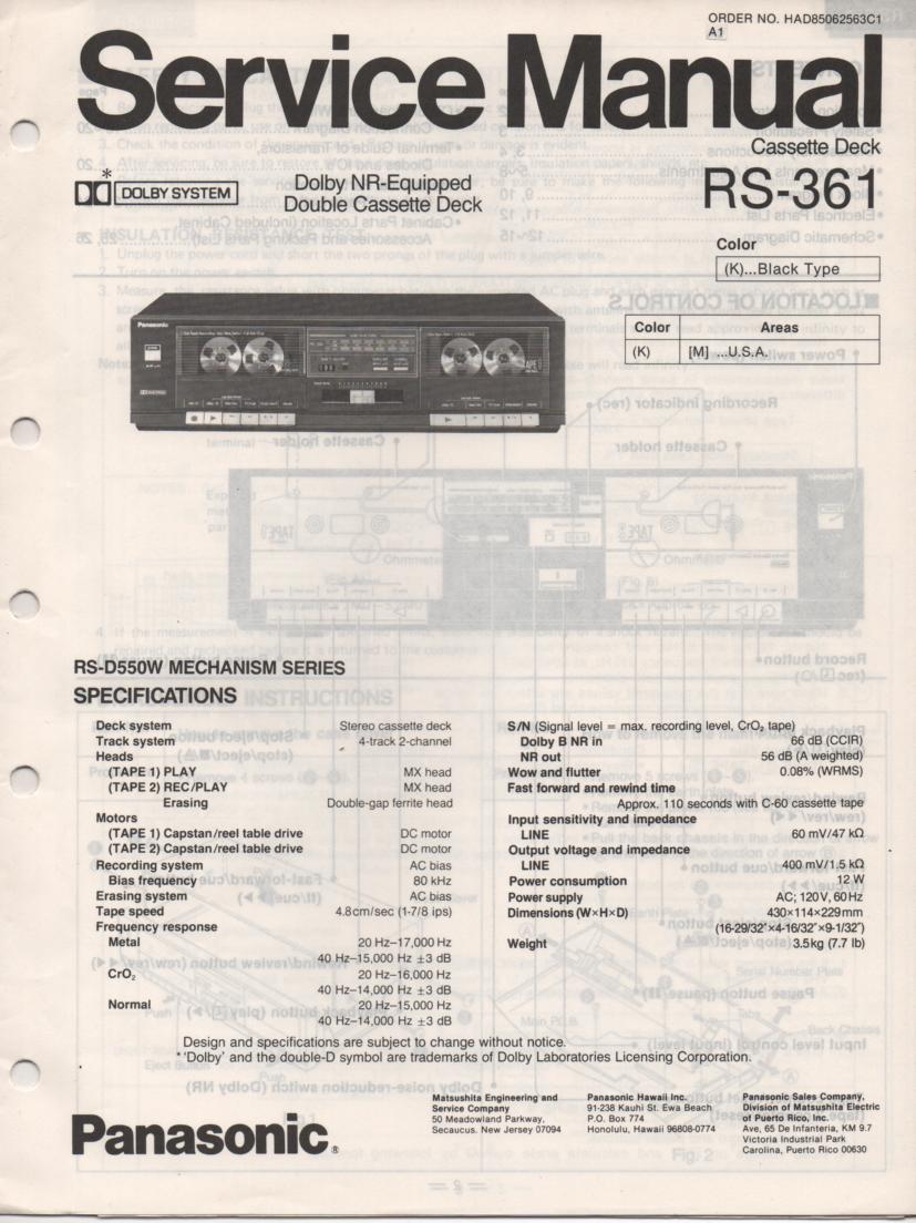 RS-361 Cassette Deck Service Manual