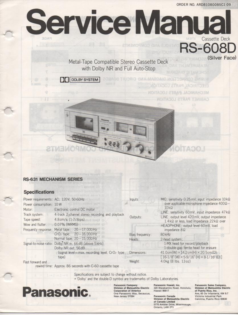 RS-608D Cassette Deck Service Manual