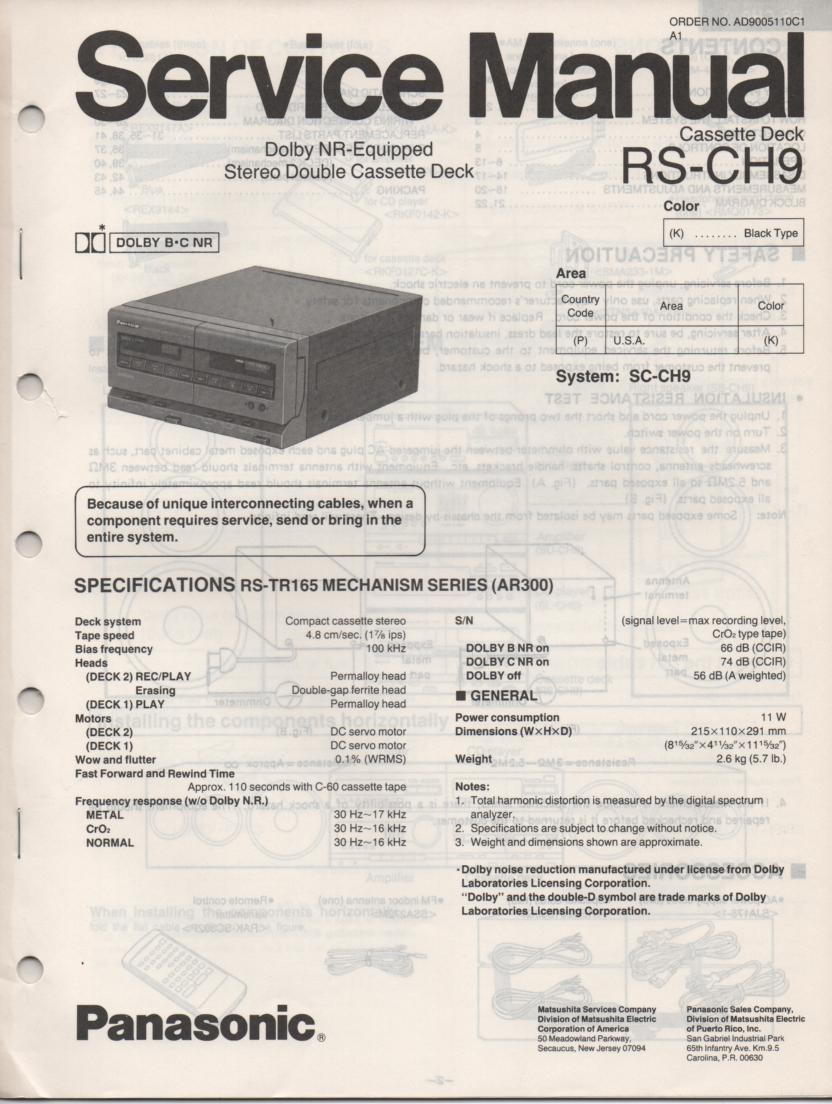 RS-CH9 Cassette Deck Service Manual