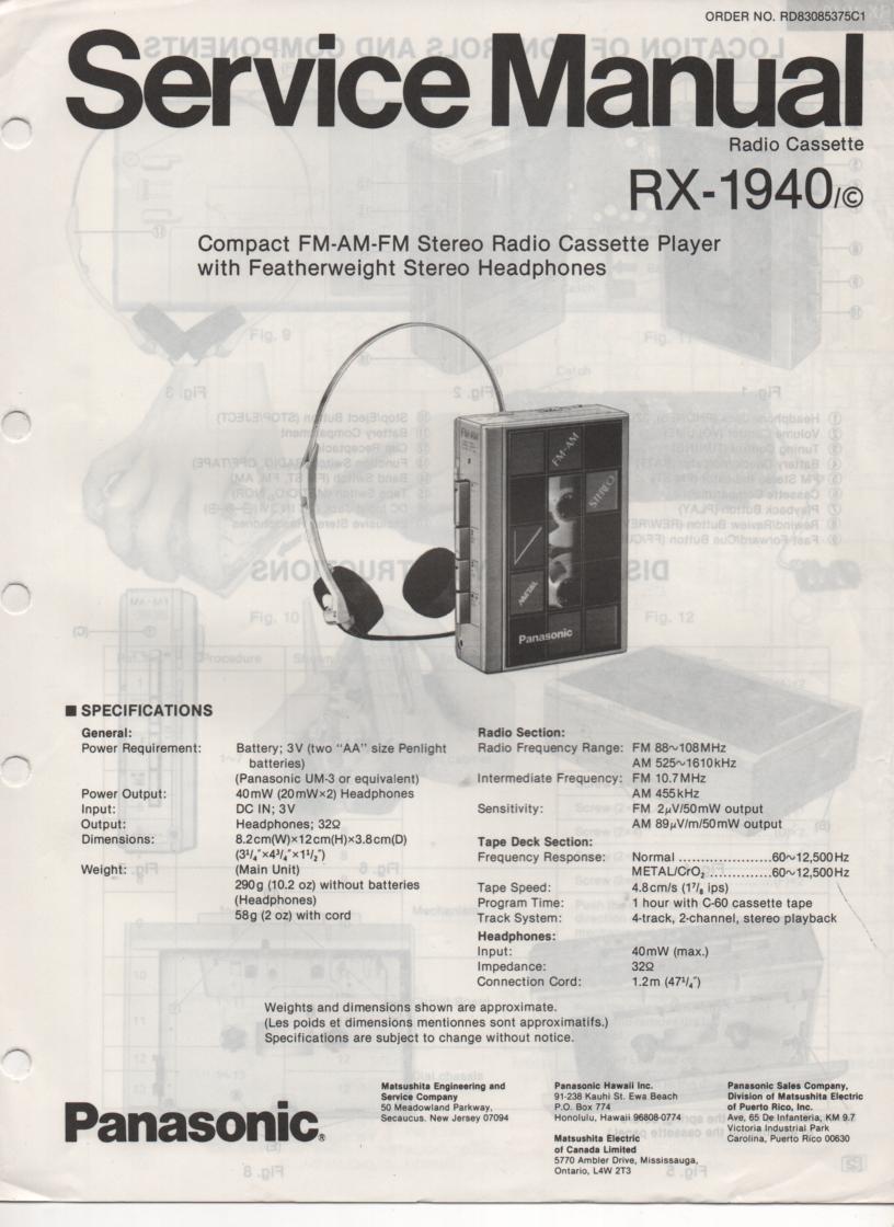 RX-1940 RX-1940C Radio Cassette Radio Service Manual