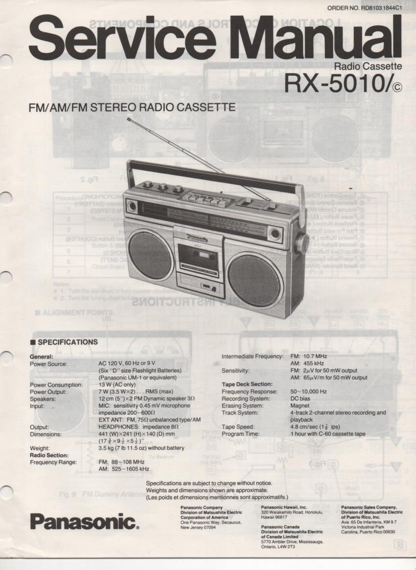 RX-5010 RX-5010C Radio Cassette Radio Service Manual