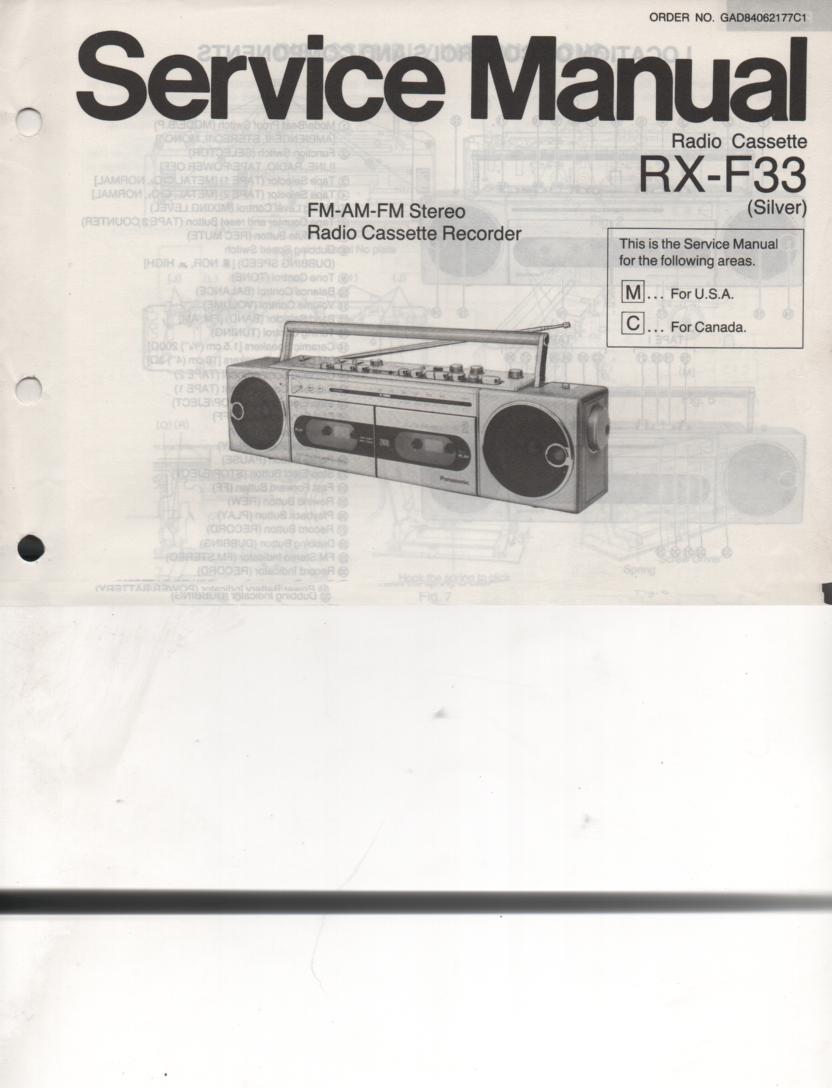 RX-F33 AM FM Cassette Recorder Service Manual