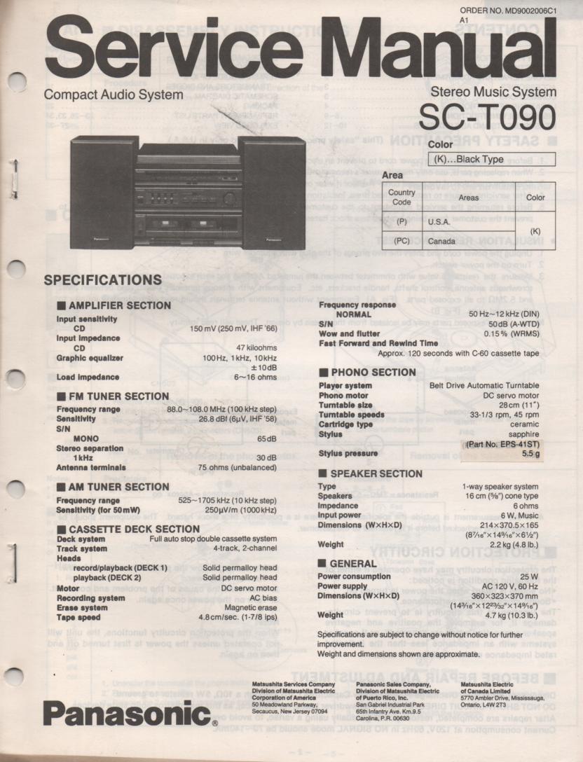 SC-T090 Stereo System Service Instruction Manual
