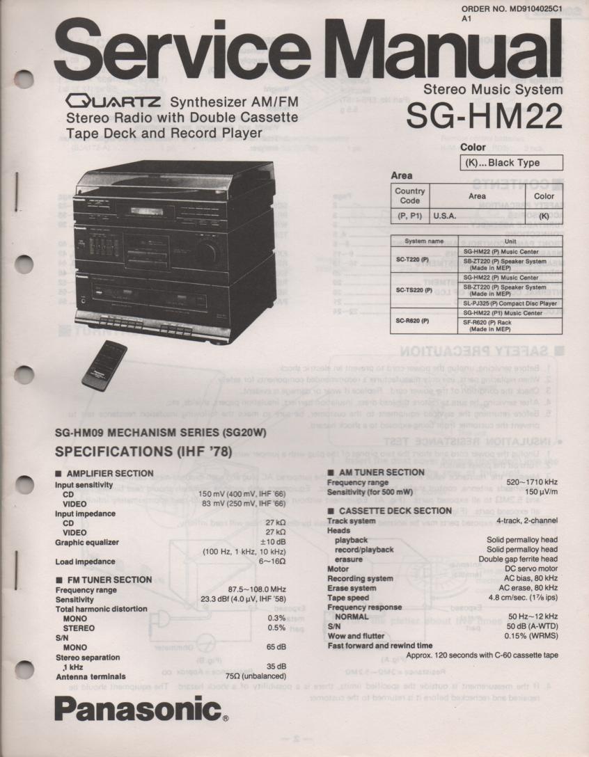 SG-HM22 Music Stereo System Service Manual