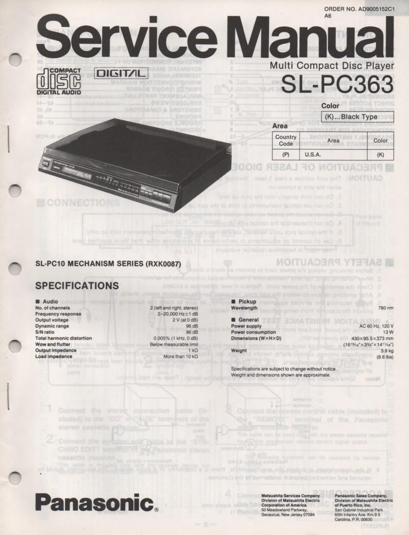 SL-PC363 Multi Disc CD Player Service Manual