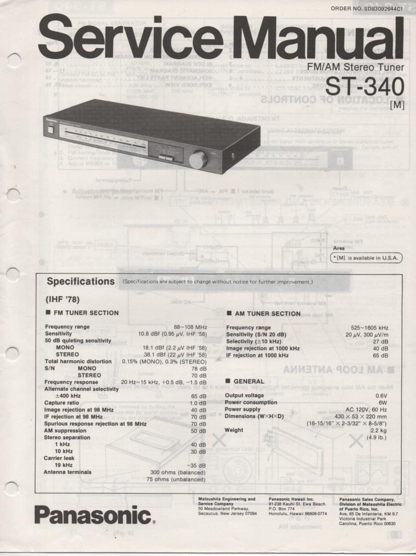 ST-340 Tuner Service Manual  Panasonic