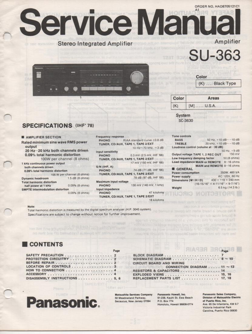 SU-363 Amplifier Service Manual