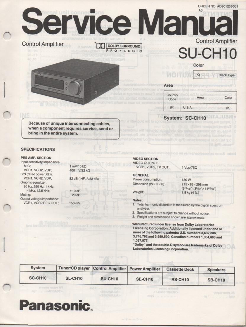 SU-CH10 Amplifier Service Manual