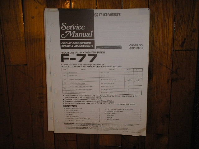 F-77 Tuner Service Manual  Pioneer